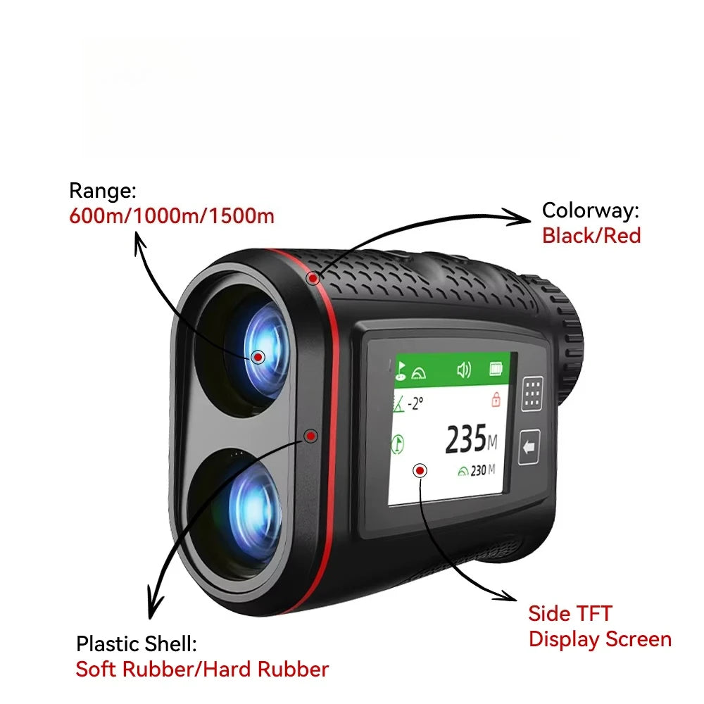 Golf  Rangefinder 1000m Golf Flagpole Lock, Slope Mode, Magnetic USB Rechargeable, External Screen, Voice Broadcast