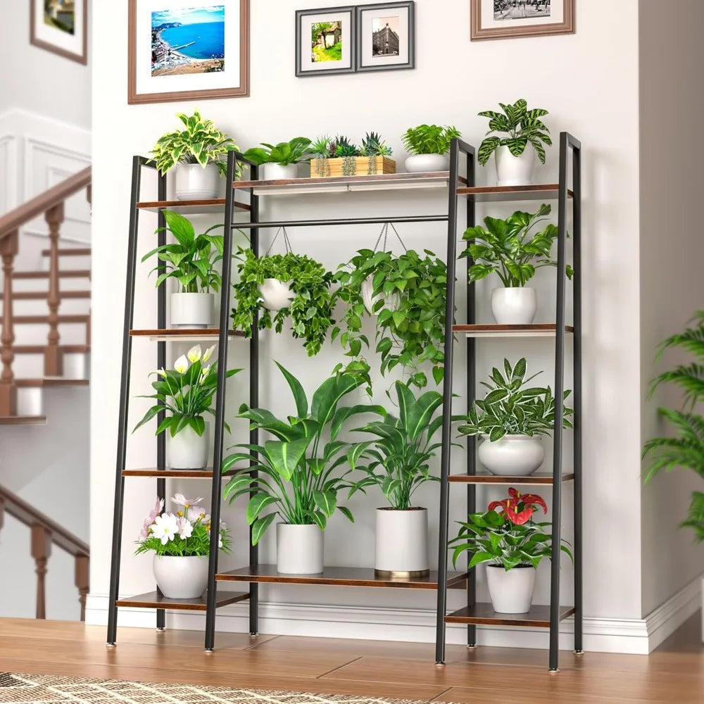 Stand Indoor with Grow Lights, 6 Tiered Metal Shelf, 55" Large  Stand for Indoor  Multiple, Corner