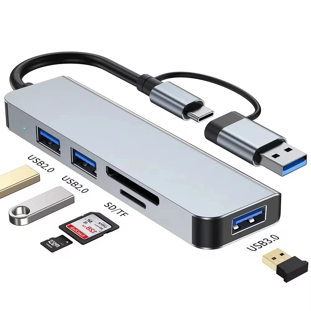 7/8 In1 USB C Hub Expander Multiport Adapter Type C Splitter Dock USB 3 Port for Xiaomi Phone Tablet Fast Data Transfer