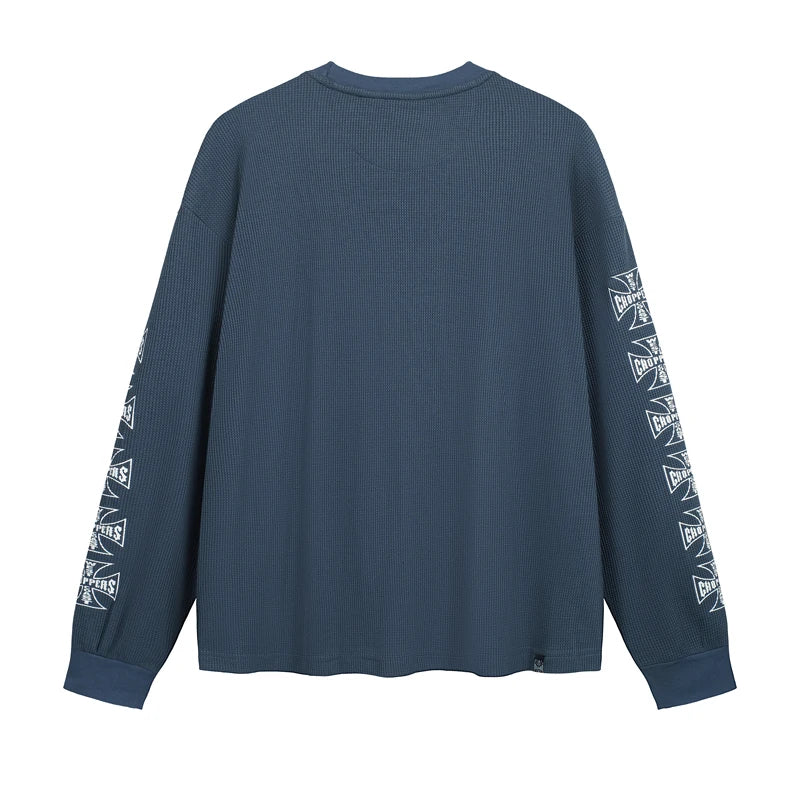 Waffle Long Sleeve West Coast Choppers Cross T Shirt Men Women Vintage Quick Dry Breathe Black Gray Blue Loose T-shirt Tops Tee