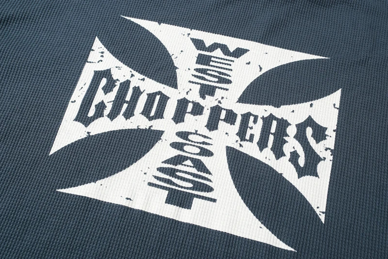 Waffle Long Sleeve West Coast Choppers Cross T Shirt Men Women Vintage Quick Dry Breathe Black Gray Blue Loose T-shirt Tops Tee