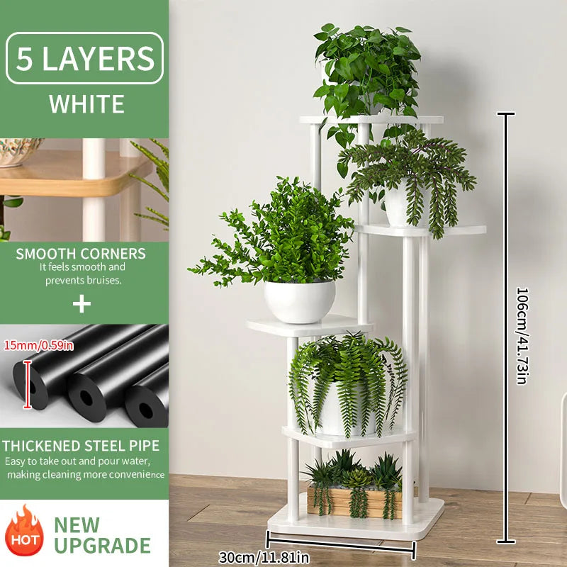 Plant Stand and Flower Stand Wooden Shelf 5/6/8Layers Display Stand Storage Shelf Pot Rack Organizer Shelves Garden Decoration