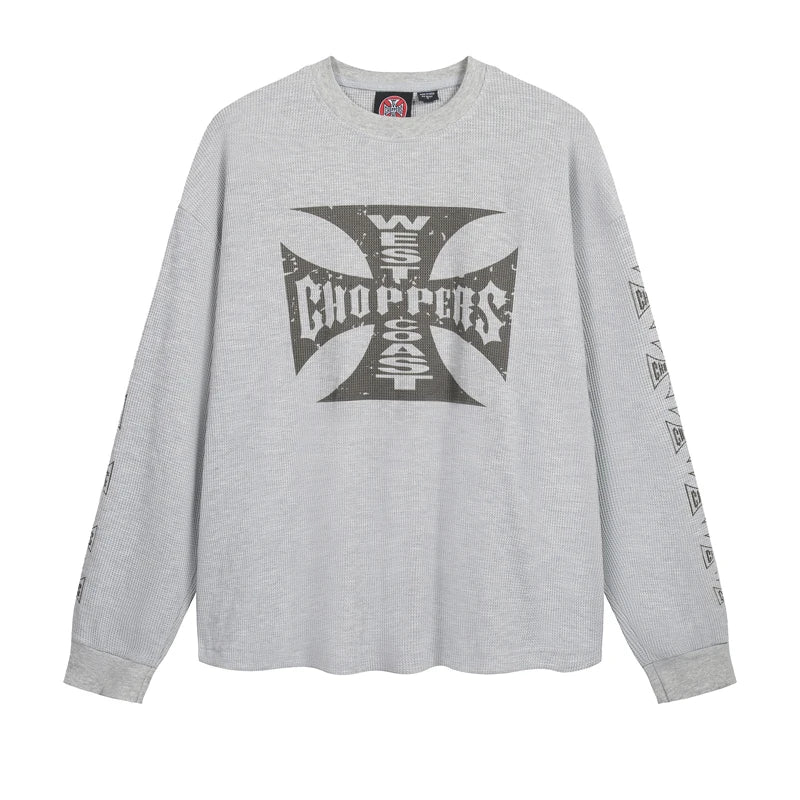 Waffle Long Sleeve West Coast Choppers Cross T Shirt Men Women Vintage Quick Dry Breathe Black Gray Blue Loose T-shirt Tops Tee