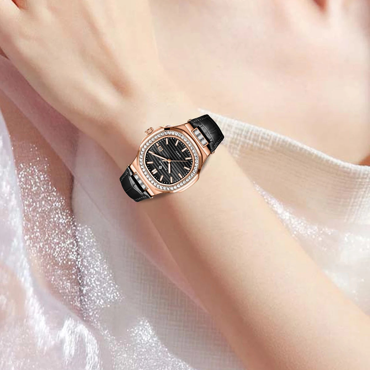 LIGE Bangwei Fashion Simple Quartz Woman Watch Diamond Watches Auto Date Waterproof Leather Casual Sport Women's Wristwatch Gift