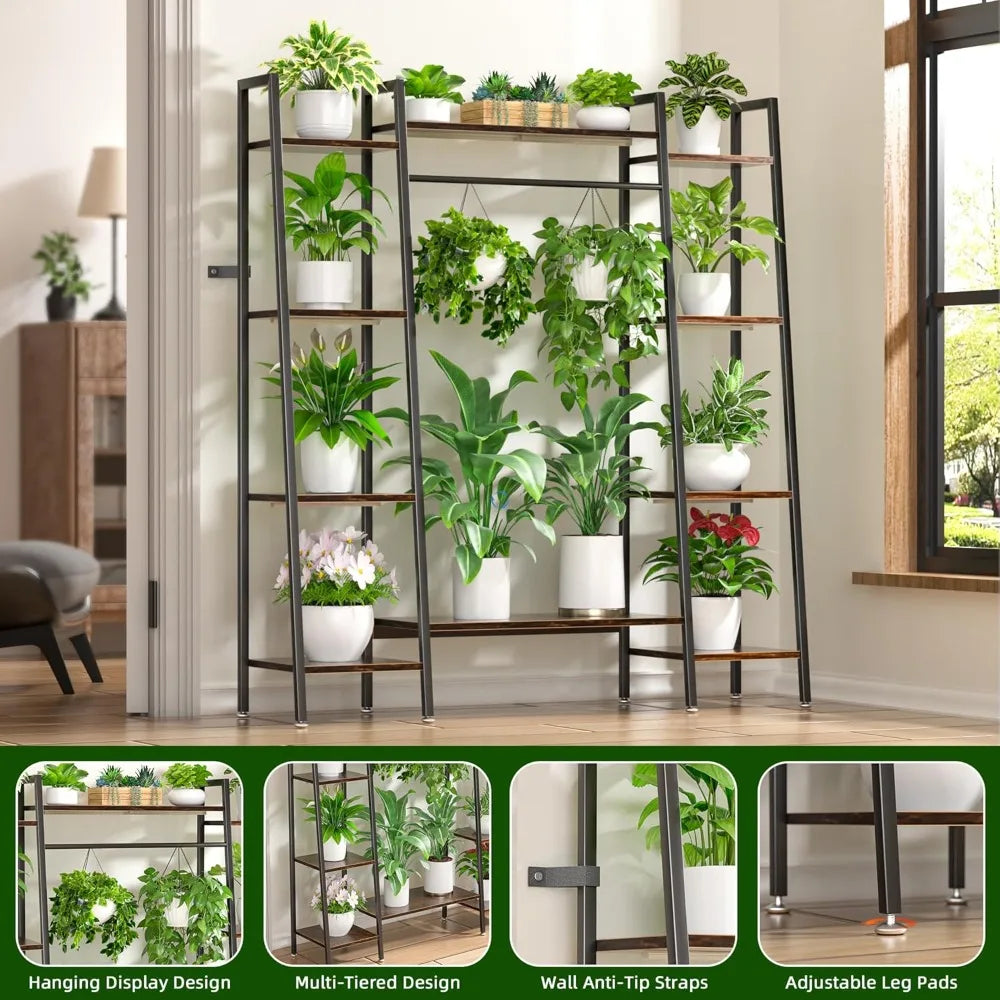 Stand Indoor with Grow Lights, 6 Tiered Metal Shelf, 55" Large  Stand for Indoor  Multiple, Corner