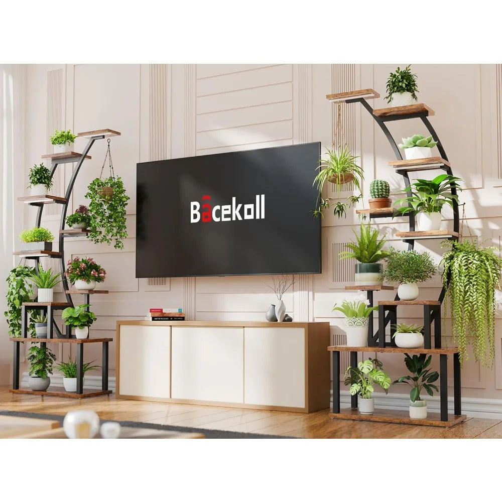 Plant Stand Indoor with Grow Lights, 9 Tiered Metal Plant Shelf, 63" Tall Plant Stand for Indoor Plants Multiple