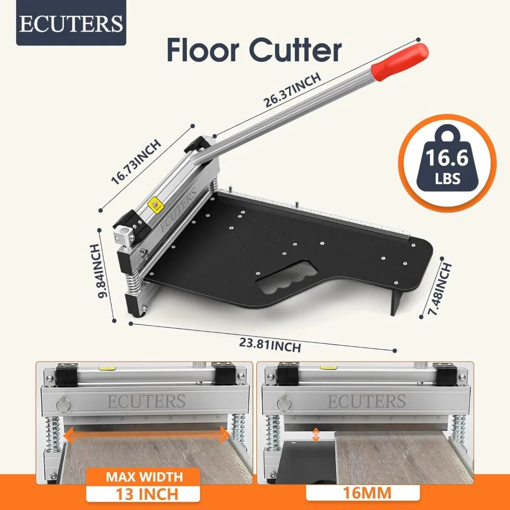 13“ Laminate Floor Cutter, Cutting 17mm 12mm Thick Floors Heavy Duty Vinyl Floor Plank Cutter, Portable Angle Length Cutting