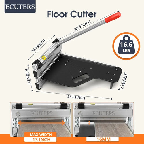 13“ Laminate Floor Cutter, Cutting 17mm 12mm Thick Floors Heavy Duty Vinyl Floor Plank Cutter, Portable Angle Length Cutting