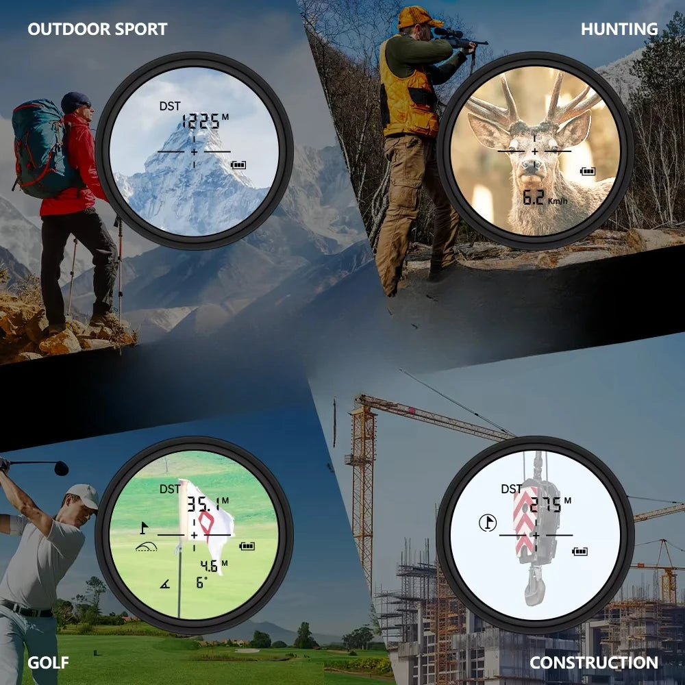 Golf  Rangefinder 1000m Golf Flagpole Lock, Slope Mode, Magnetic USB Rechargeable, External Screen, Voice Broadcast