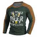 Funny 3D Beer Print T Shirt For Men Fashion Letter Pattern Long Sleeved T-Shirt Casual O-neck Oversized Pullover Autumn Clothing