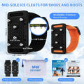 Ice Cleats Crampons with Tungsten Studs for Shoes and Boots, Easy Rotate Grippers