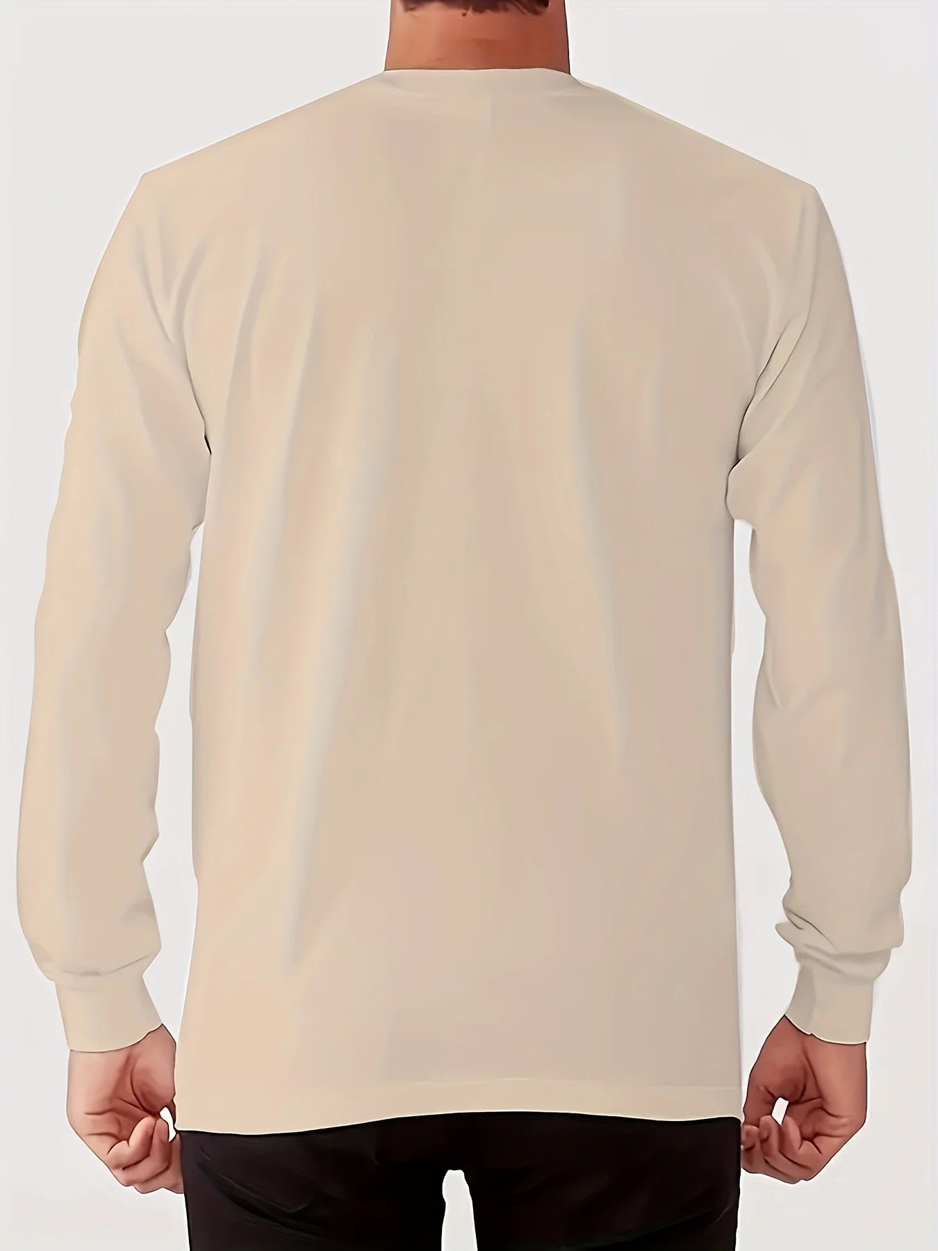 100% pure cotton men's long sleeved round neck loose future letter pattern printed spring and autumn versatile T-shirt top