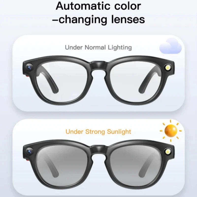 1pair AI smart glasses 800w HD photo video shooting sports anti-shake real-time translation Bluetooth photochromic sunglasses