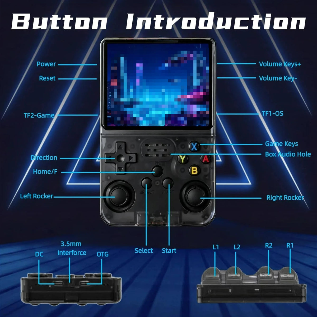R36S Retro Games Console 3.5-Inch IPS Screen With Linux System Portable Pocket Retro Gaming Console 64GB 20000+ Classic Games