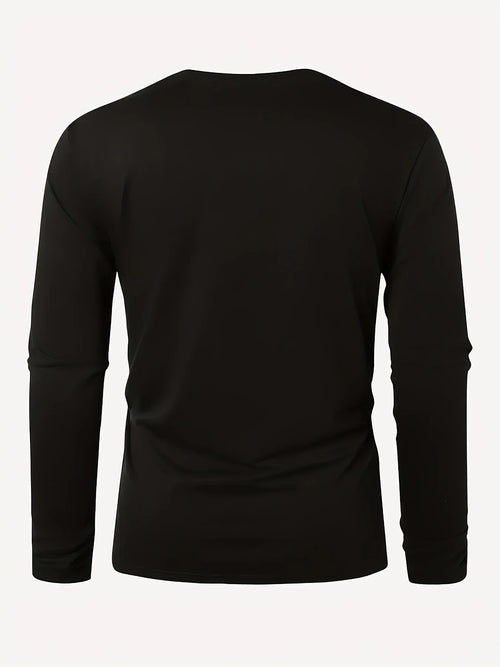 100% pure cotton men's long sleeved round neck loose classic letter printed autumn and winter casual versatile T-shirt top