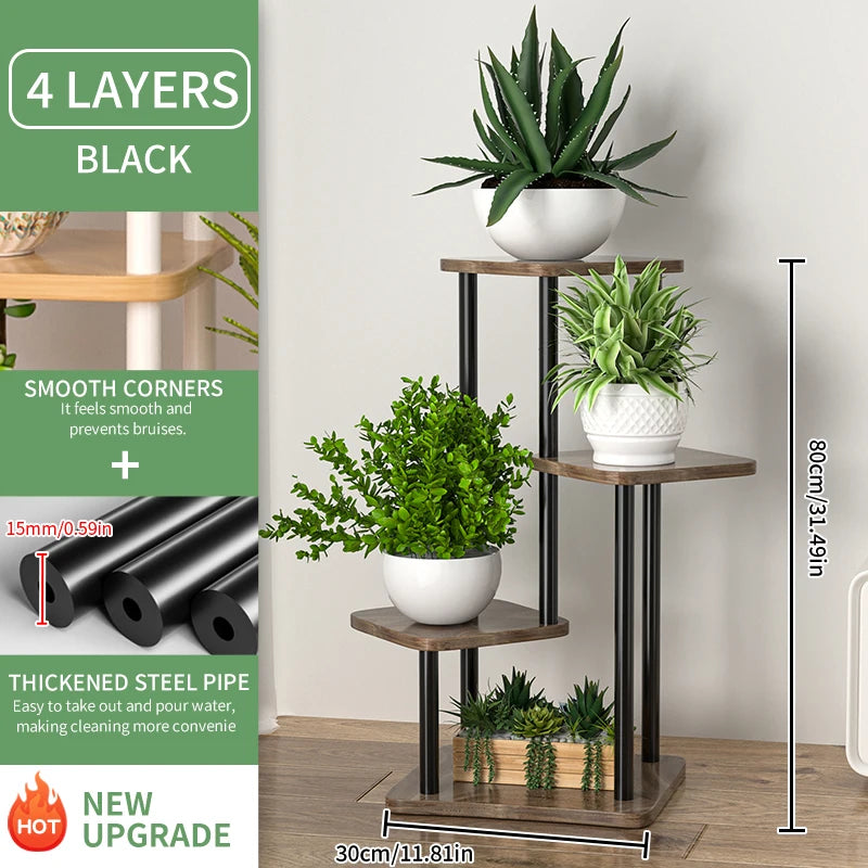 Plant Stand and Flower Stand Wooden Shelf 5/6/8Layers Display Stand Storage Shelf Pot Rack Organizer Shelves Garden Decoration