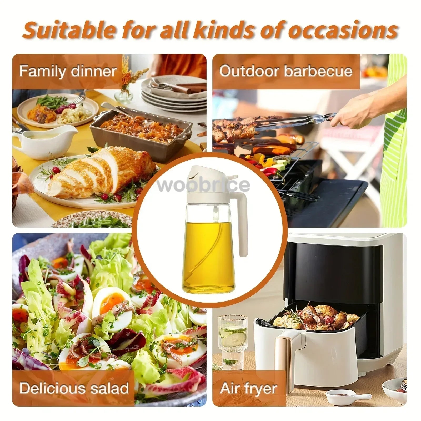 Plastic Spray Oil Sprayer Bottle Spray Oil Dispenser Oil Jar Cruet BBQ Kitchen Baking Roasting Picnic Kitchen Tool