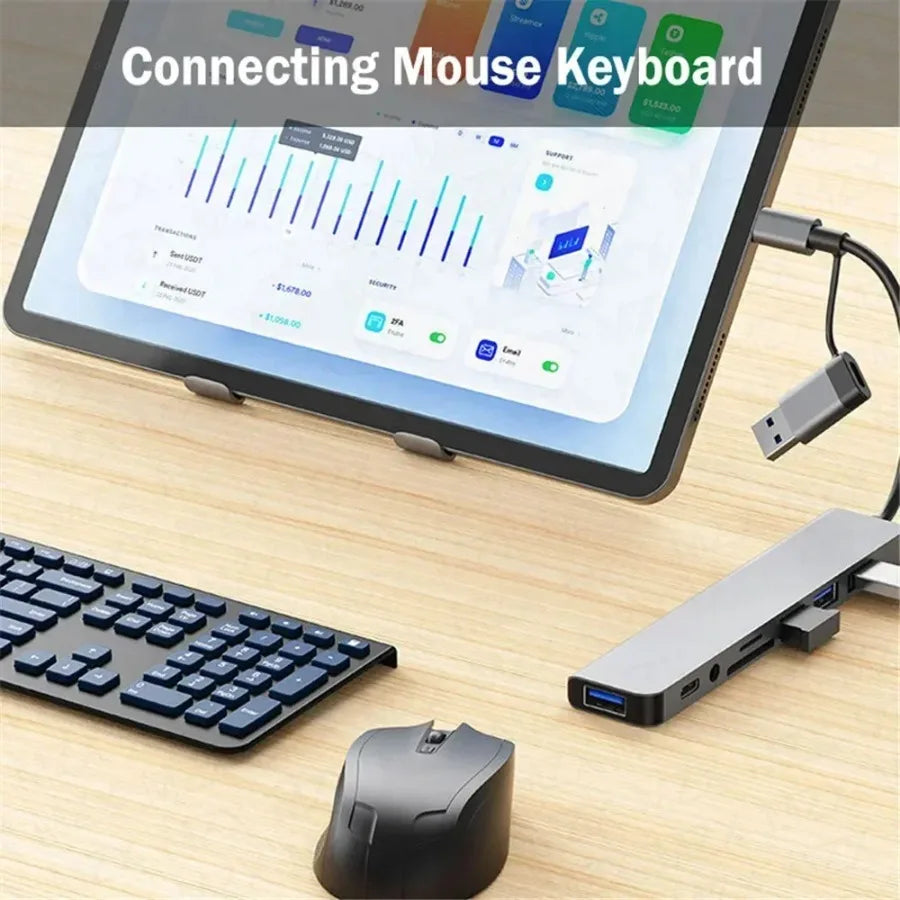 7/8 In1 USB C Hub Expander Multiport Adapter Type C Splitter Dock USB 3 Port for Xiaomi Phone Tablet Fast Data Transfer