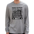 Proud Veteran of the United States Navy Men's Long Sleeve Tee 100% Cotton 180g Crew Neck Casual Daily Style Soft and Breathable